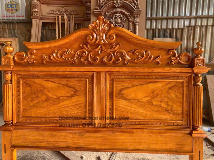 Giường ngủ tân cổ điển G46 gỗ gõ đỏ